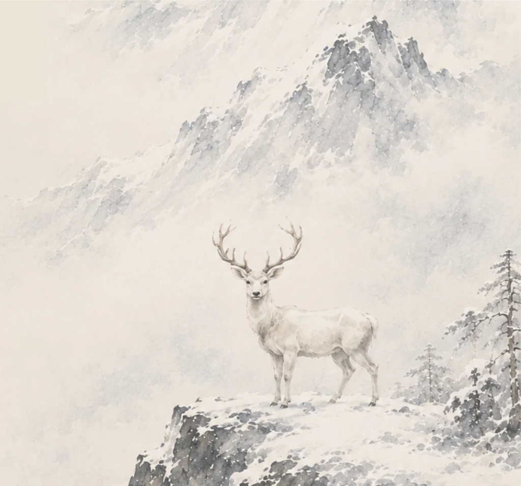 White Deer in Snowlight